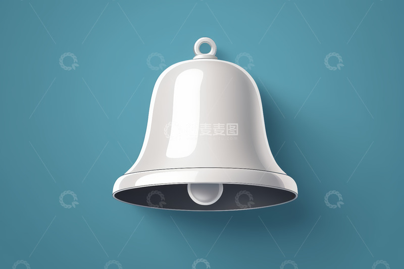 高清大图下载【趣麦麦图】蓝色背景白色铃铛素材