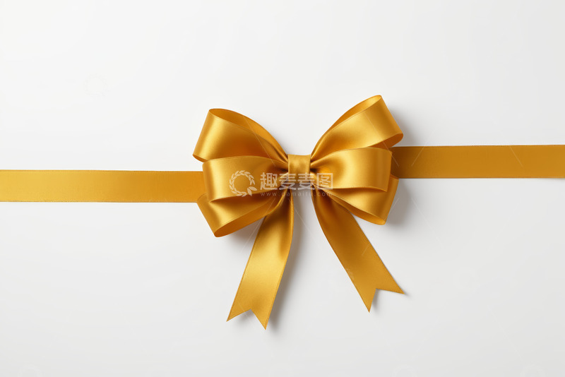 高清大图下载【趣麦麦图】金色丝带蝴蝶结装饰素材