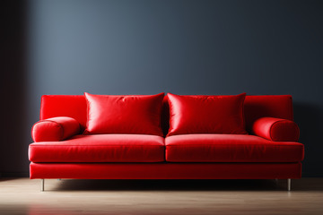 红色现代风格双人沙发