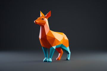 低多边形风格橙色动物模型