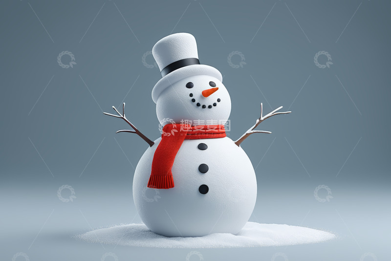 高清大图下载【趣麦麦图】戴着围巾的雪人形象