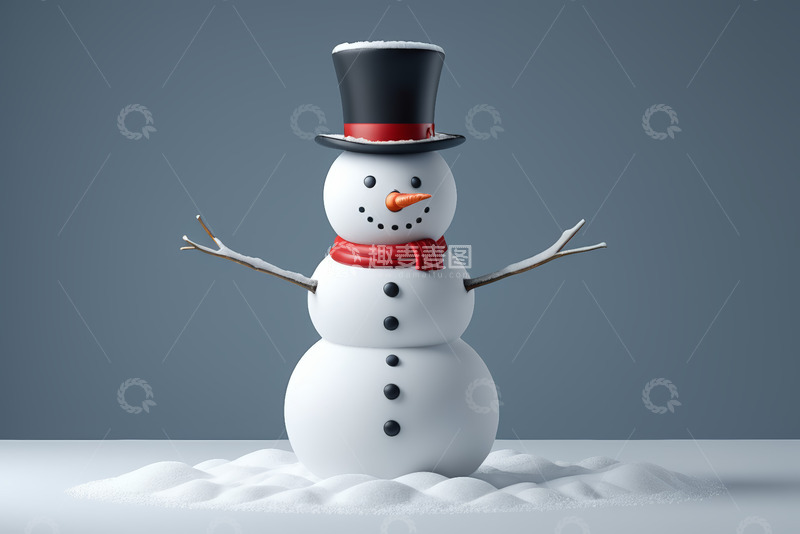 高清大图下载【趣麦麦图】戴着帽子围巾的雪人
