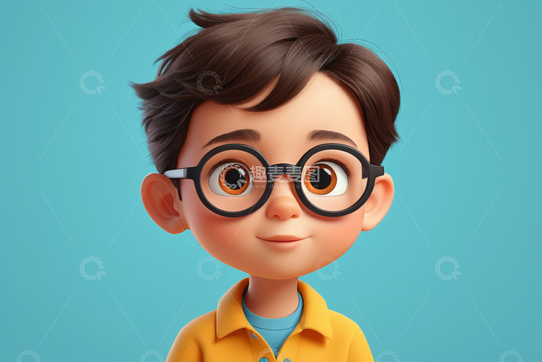戴眼镜卡通男孩头像