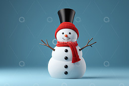 戴红帽围巾的雪人形象