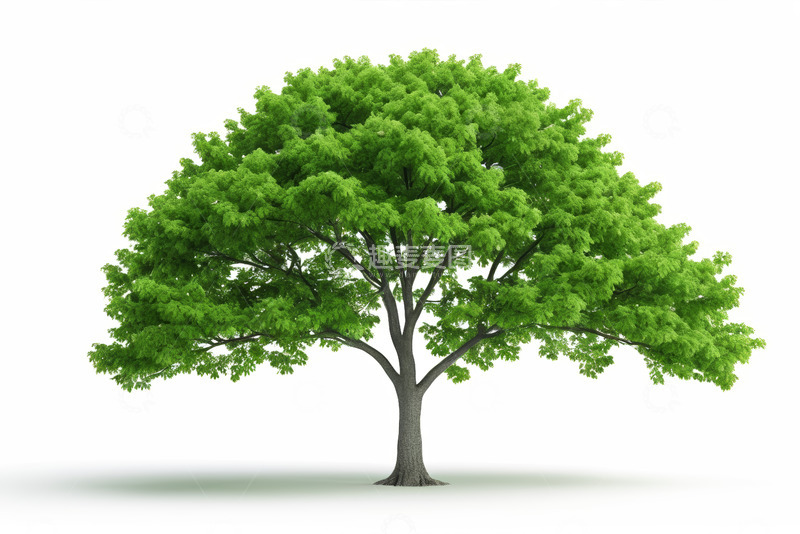 高清大图下载【趣麦麦图】单棵绿树白色背景素材
