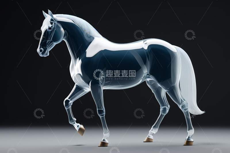 高清大图下载【趣麦麦图】透明质感行走的马