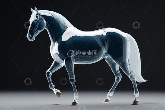 透明质感行走的马