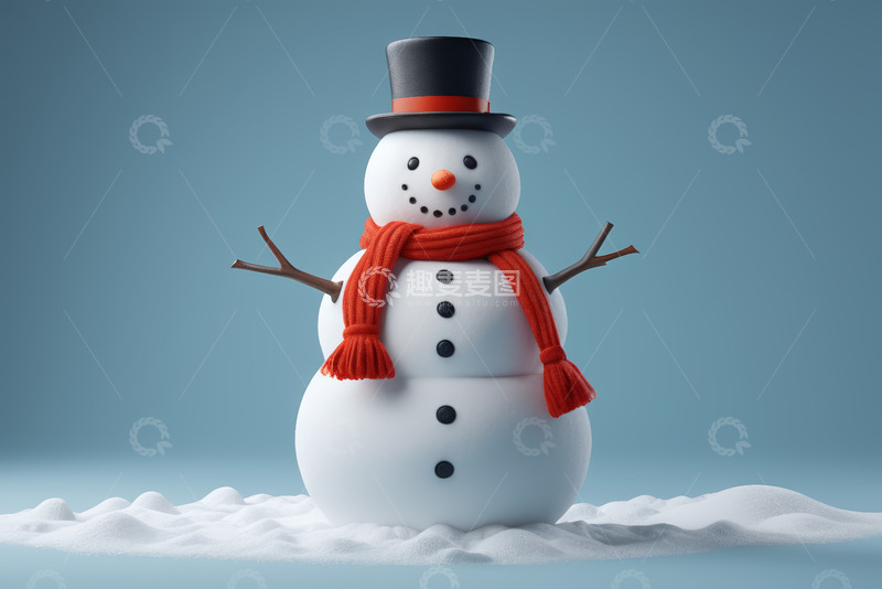 高清大图下载【趣麦麦图】戴着围巾帽子的雪人