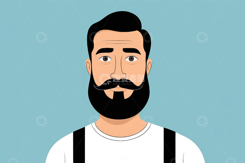 高清大图下载【趣麦麦图】留胡须男人的卡通形象