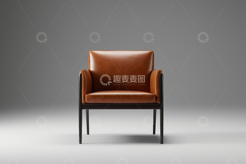 高清大图下载【趣麦麦图】现代棕色皮质单人沙发