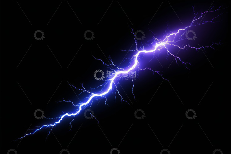 高清大图下载【趣麦麦图】黑色背景上的蓝色闪电