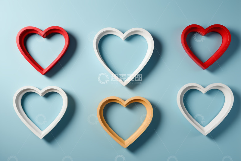 高清大图下载【趣麦麦图】蓝色背景上的心形图案