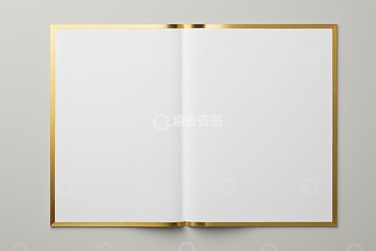 金色边框空白翻开书页