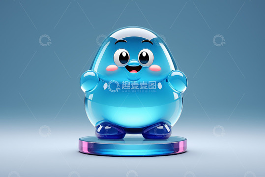 蓝色卡通角色3D立体形象