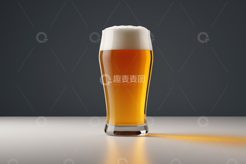 高清大图下载【趣麦麦图】玻璃杯装的泡沫啤酒饮品