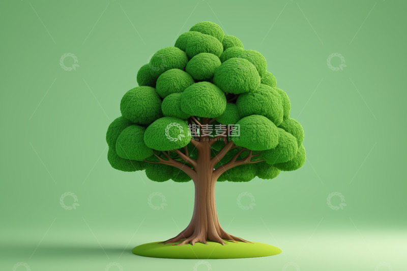 高清大图下载【趣麦麦图】绿色卡通风格树木素材