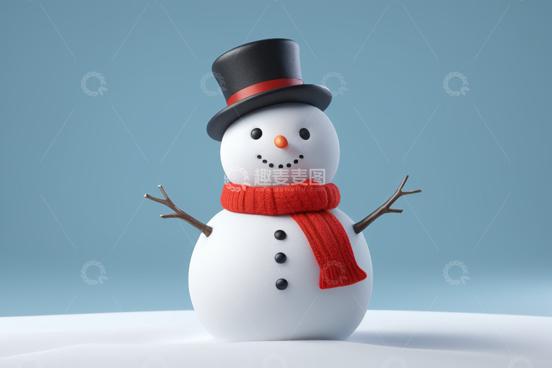 高清大图下载【趣麦麦图】戴围巾帽子的可爱雪人