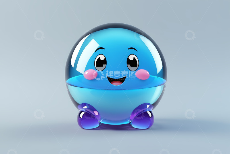 高清大图下载【趣麦麦图】蓝色可爱动画角色形象