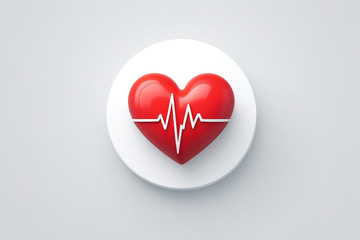 红色心形图案与心电图线条