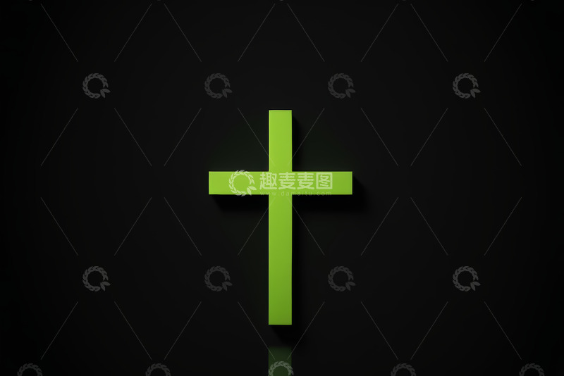 高清大图下载【趣麦麦图】黑色背景绿色十字架