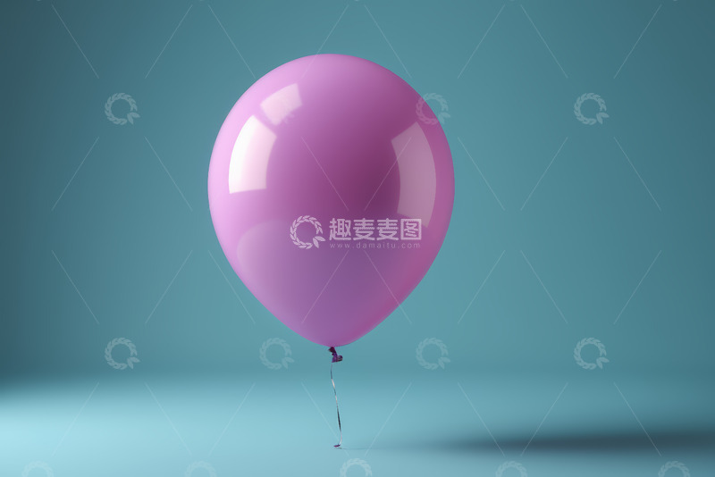 高清大图下载【趣麦麦图】紫色气球悬浮于蓝背景中