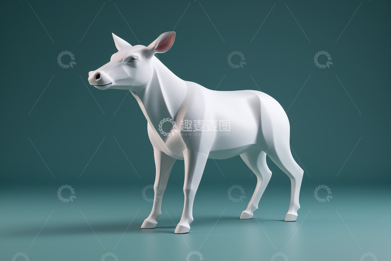 高清大图下载【趣麦麦图】白色立体风格牛形模型
