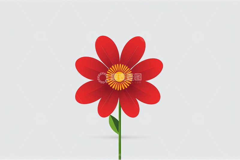 高清大图下载【趣麦麦图】红色花朵插画素材
