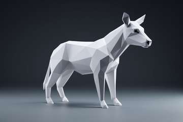 低多边形风格白色动物模型