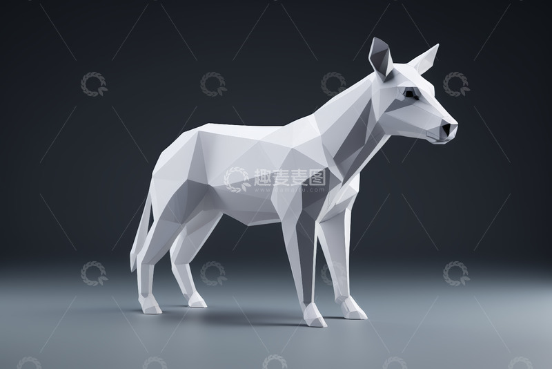 高清大图下载【趣麦麦图】低多边形风格白色动物模型