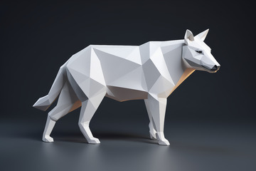 低多边形风格白色狼模型