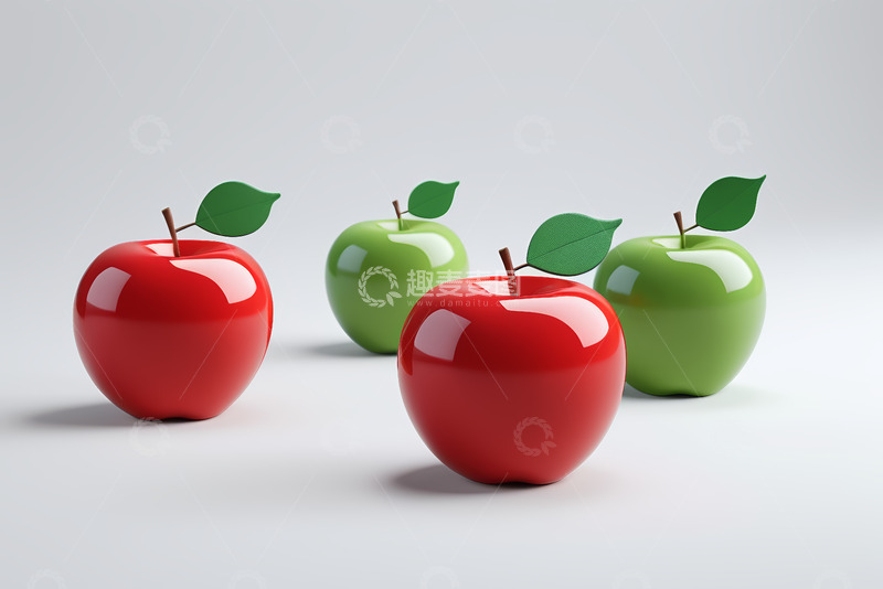高清大图下载【趣麦麦图】红绿色苹果3D展示