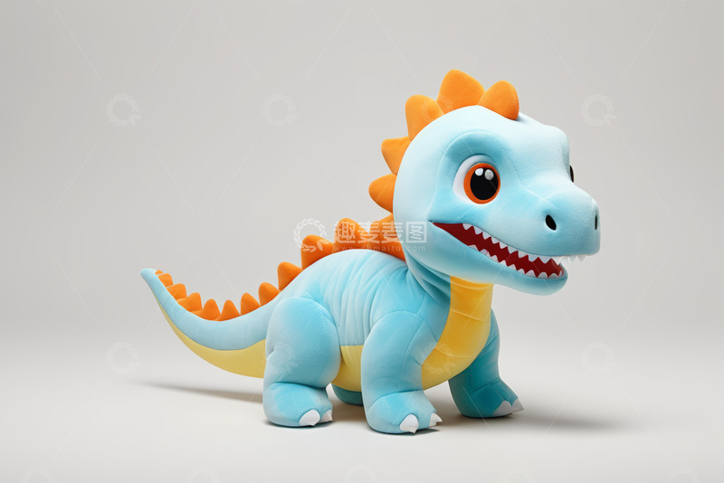 高清大图下载【趣麦麦图】蓝色卡通恐龙毛绒玩具