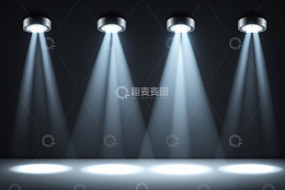舞台上的四盏聚光灯照明效果