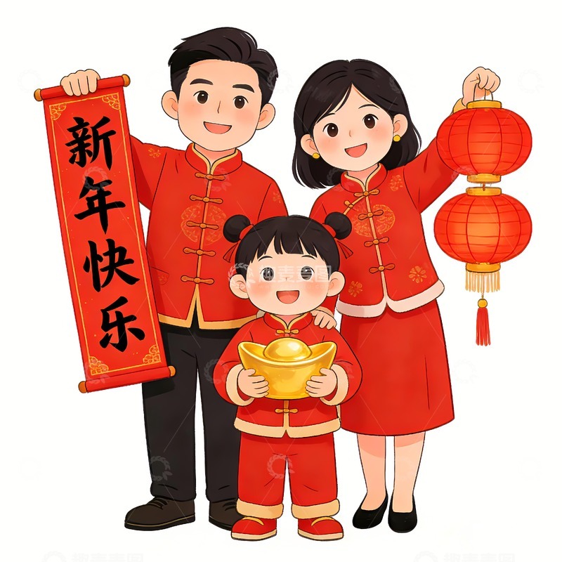 高清大图下载【趣麦麦图】马年一家人拜年2026