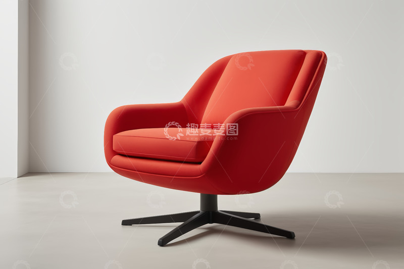 高清大图下载【趣麦麦图】现代红色舒适单人休闲椅