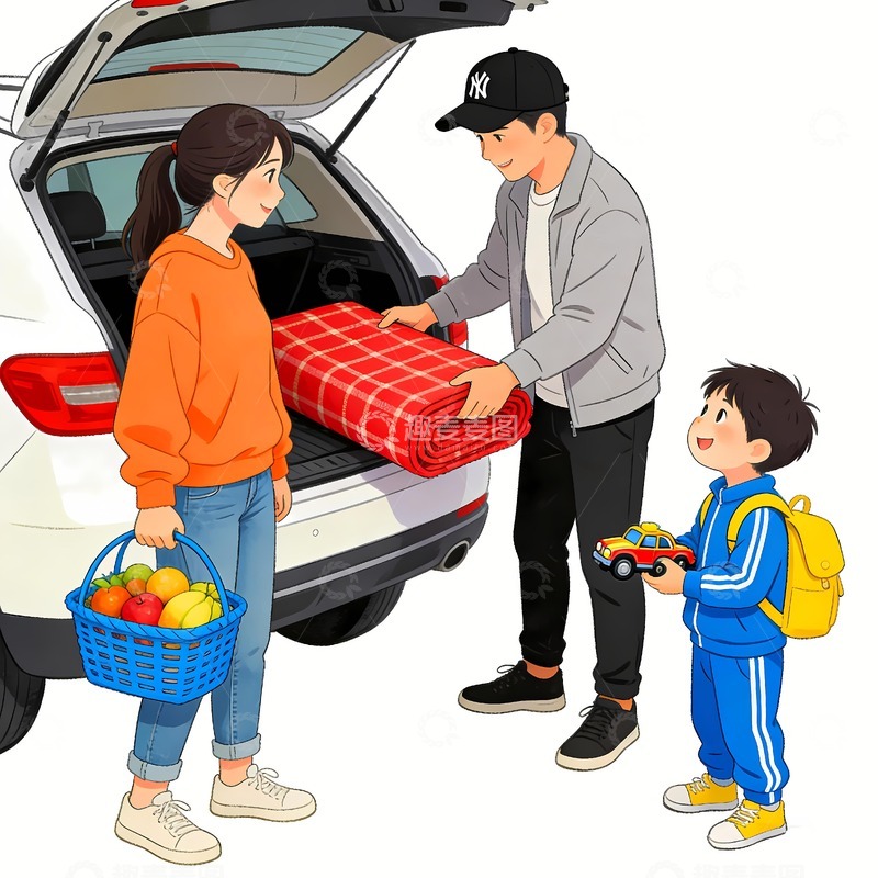 高清大图下载【趣麦麦图】一家人旅游前准备