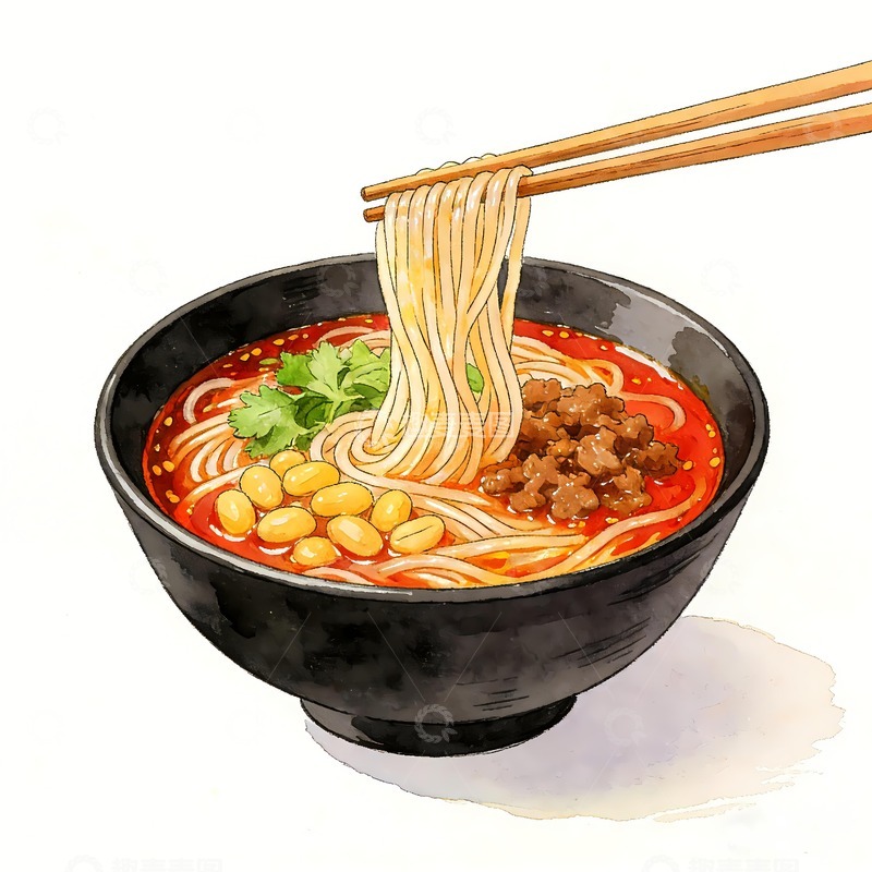 高清大图下载【趣麦麦图】一碗酸辣粉绘画