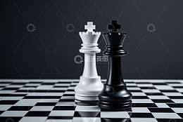 棋盘上的黑白国王棋子