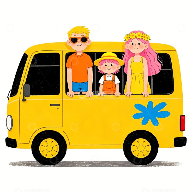 高清大图下载【趣麦麦图】一家三口旅游图片