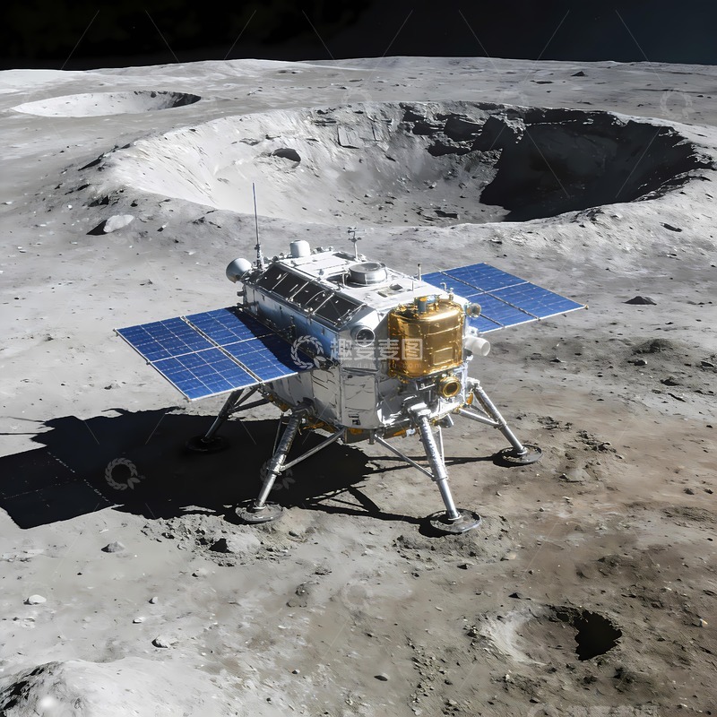 高清大图下载【趣麦麦图】停留在月球上的一架探测器