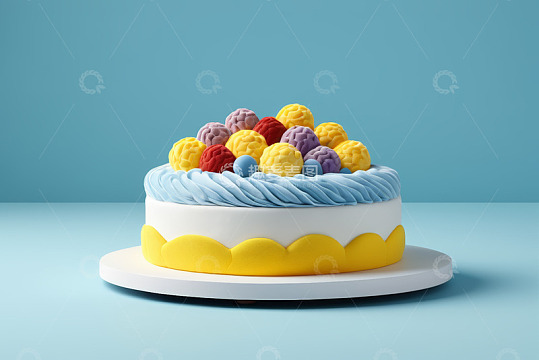 多彩装饰的精美蛋糕特写