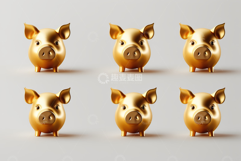 高清大图下载【趣麦麦图】金色小猪储蓄罐展示