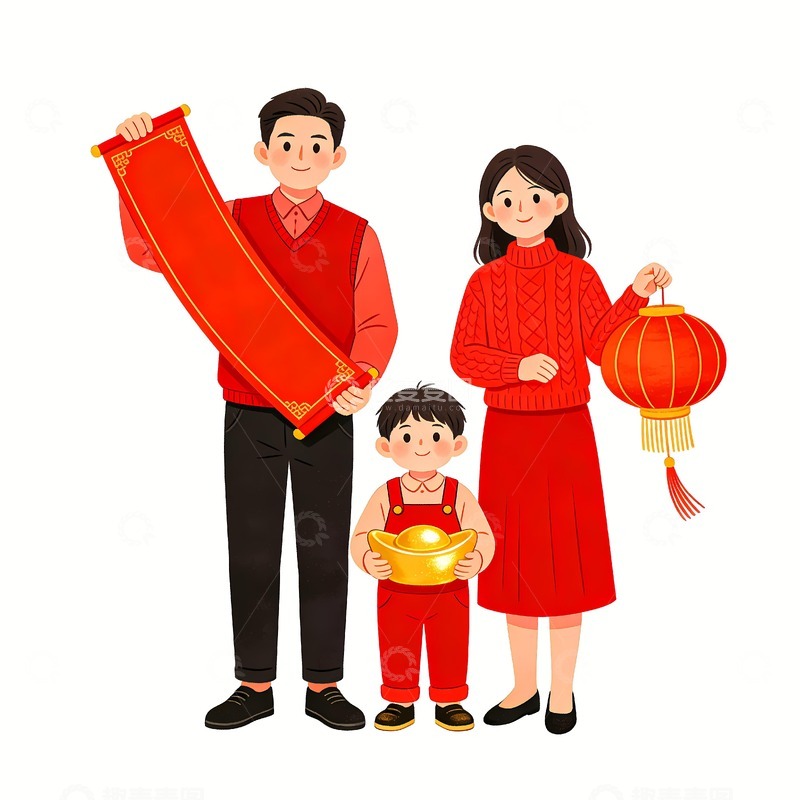 高清大图下载【趣麦麦图】和睦家庭拜年