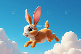 空中跳跃的卡通兔子