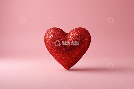 红色心形物体置于粉色背景