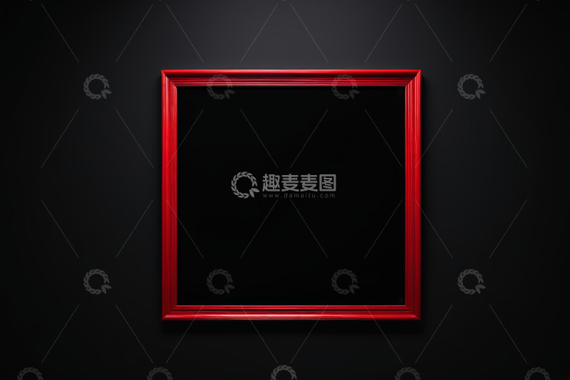 高清大图下载【趣麦麦图】黑色背景上的红色画框