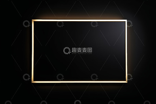 黑色背景发光矩形框架