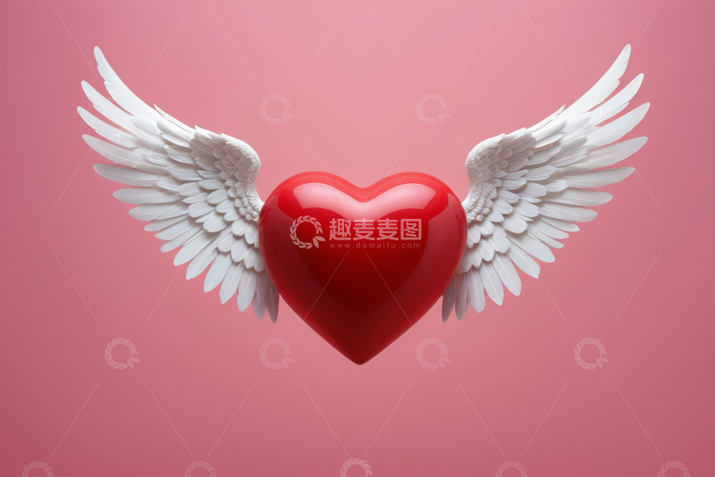 高清大图下载【趣麦麦图】带翅膀红心情人节素材