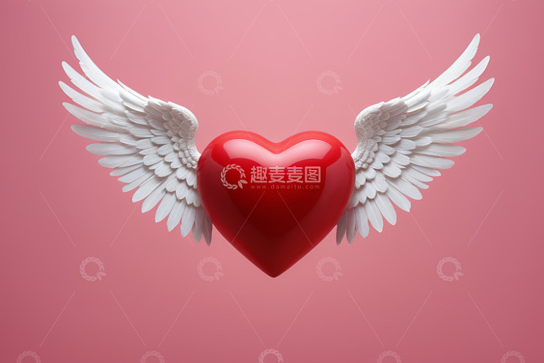 带翅膀红心情人节素材