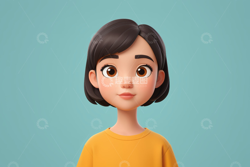 高清大图下载【趣麦麦图】卡通风格短发女性头像